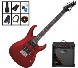 Изображение CORT CGP-X1-RDS комплект: электро гитара X1-RDS цвет красный матовый, комбо MX-15(15 ватт), чехол,тю