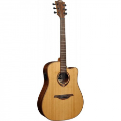 Изображение LAG GLA T118DCE Электро-акустическая гитара, Дредноут с вырезом и пьезодатчиком цвет - натуральный,