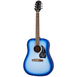 Изображение EPIPHONE Starlink Blue Акустическая гитара, цвет - синий фейд, многослойная ситхинская ель. 