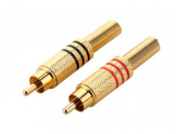 Изображение GOLDEN_SHINE RCAG-R RCAG-R Разъём типа RCA (колокольчик), на кабель до 6мм, позолоченный, 3 красные