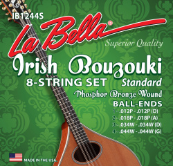 Изображение La Bella IB1244S Комплект струн для ирландского бузуки, фосф.бронза, 012-044