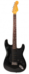 Изображение TOMSON Stratocaster Электрогитара Б/У, SSS черный, черный пикгард,80-е гг,Japan, Кленовый гриф  