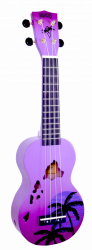 Изображение MAHALO MD1HAPPB Укулеле сопрано с чехлом, струны Aquila, PurpleBurst, Hawaii