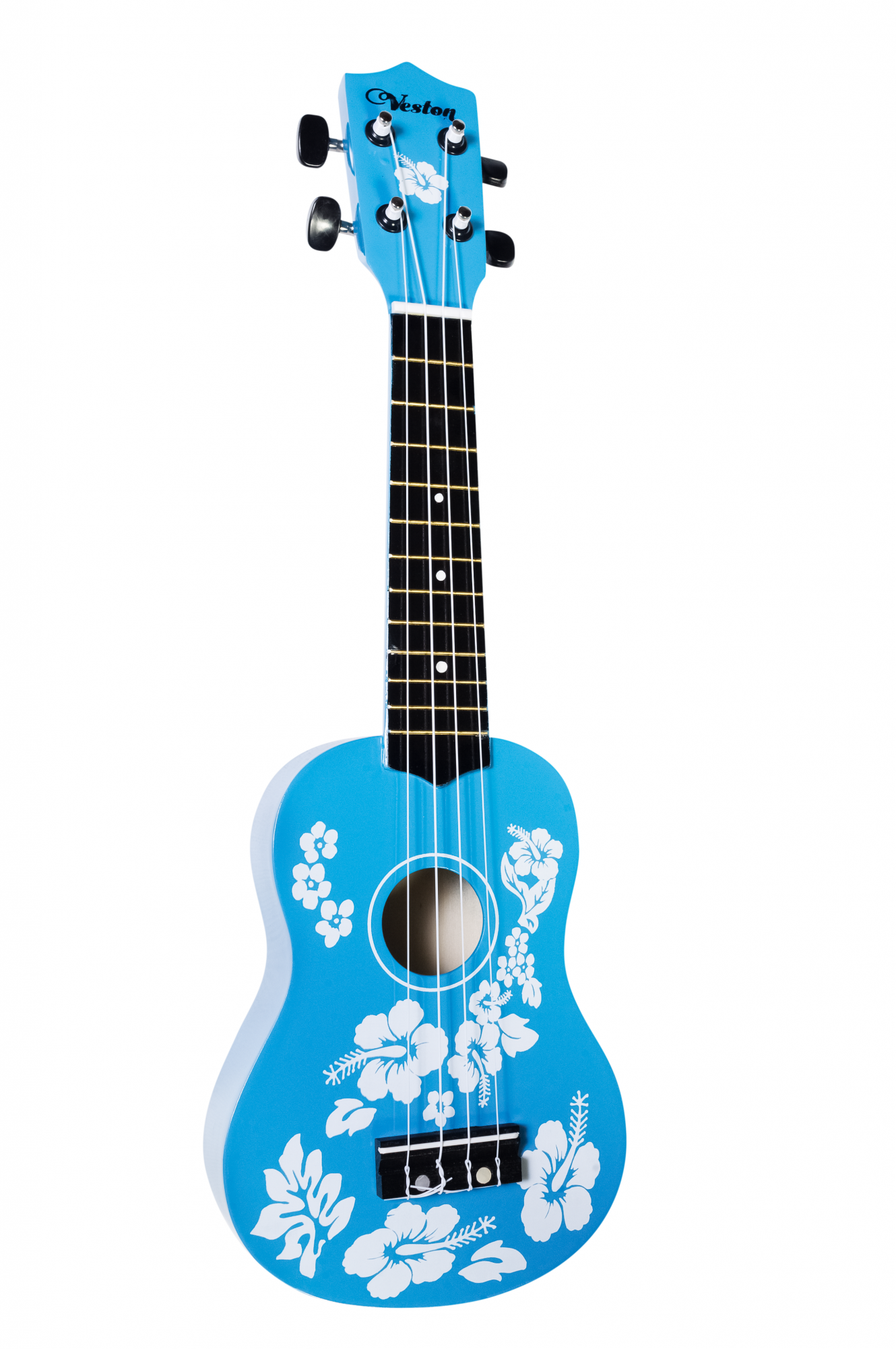 Изображение VESTON KUS 5 - укулеле сопрано, голубая с белыми цветами