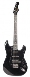 Изображение TOMSON Stratocaster Электрогитара Б\У, SSH черный, черный пикгард 80-е гг Сделано в Японии  