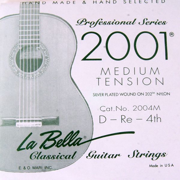 Изображение LA BELLA 2004M Отдельная 4-я нейлоновая струна (мононить) в посеребренной оплетке, среднего натяжени