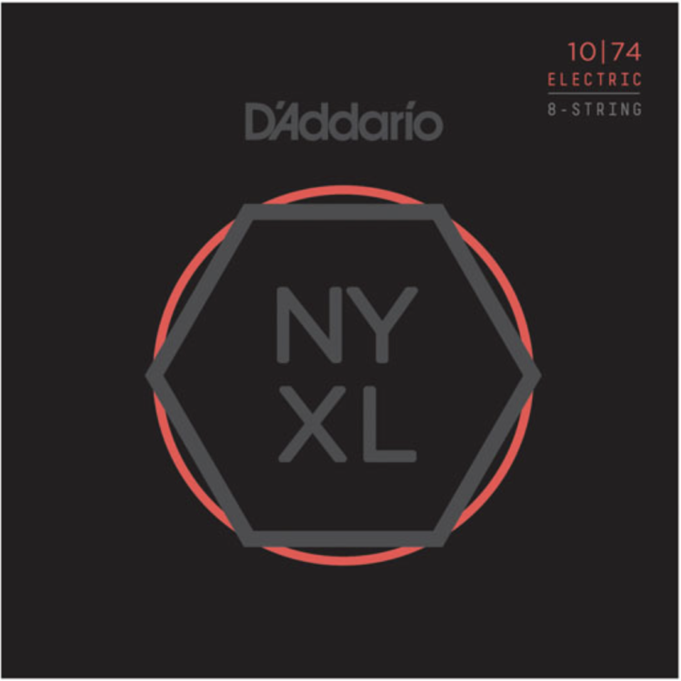 Изображение D`ADDARIO NYXL1074 Комплект струн для 8-струнной электрогитары, никелированные, LTop/HBottom, 10-74