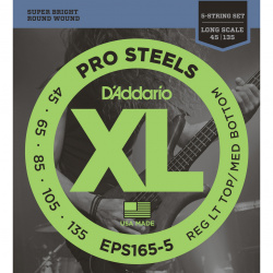 Изображение D'ADDARIO EPS165-5 струны для 5ти струнной бас-гитары Pro Steels round 45-135