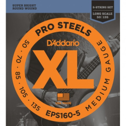 Изображение D'ADDARIO EPS160-5 струны для 5ти струнной бас-гитары Pro Steels round 50-135