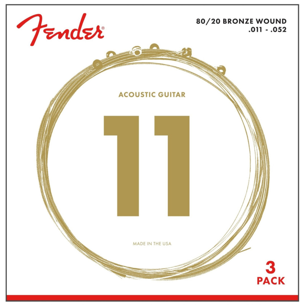 FENDER 70CL 3 PACK 011-052 Струны для акустической гитары 3 КОМПЛЕКТА в упаковке Изображение FENDER 70CL 3 PACK 011-052 Струны для акустической гитары 3 КОМПЛЕКТА в упаковке