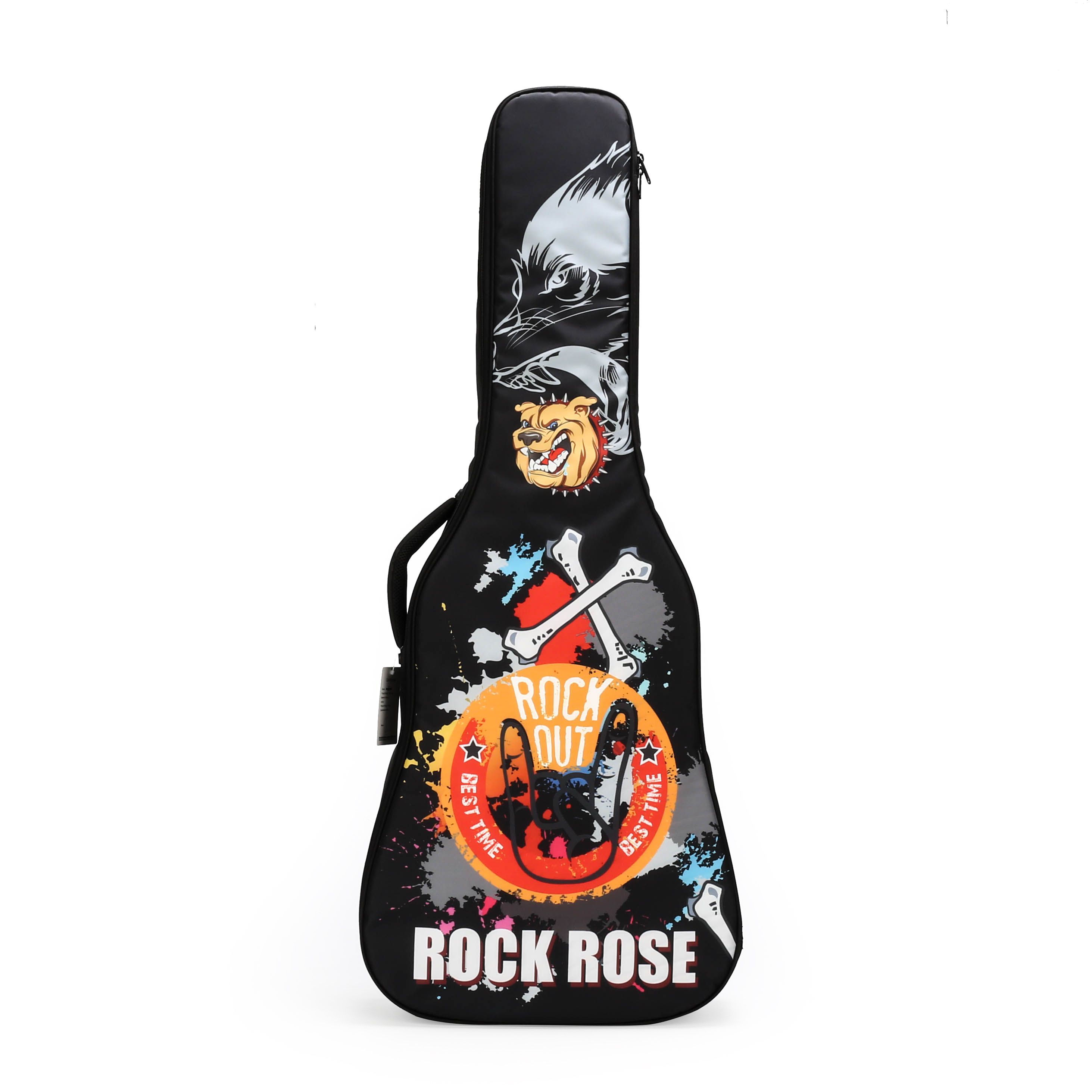 ROCK ROSE MY-604 (41") Чехол для акустической гитары (Цветной: звёзды, king of rock, череп, майя) Изображение ROCK ROSE MY-604 (41") Чехол для акустической гитары (Цветной: звёзды, king of rock, череп, майя)