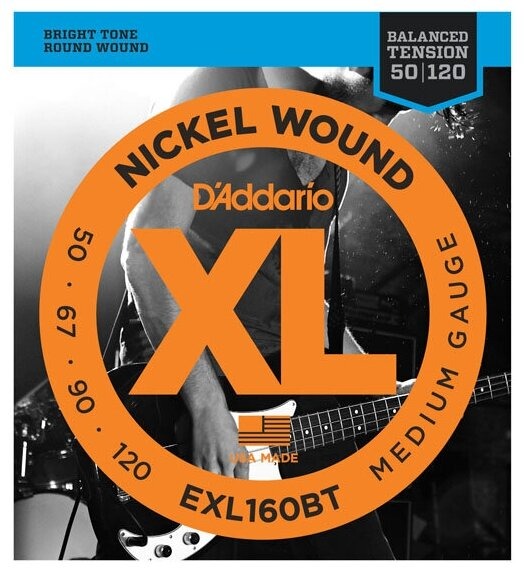 Изображение D`ADDARIO EXL160BT Комплект струн для бас-гитары 050-120, никель