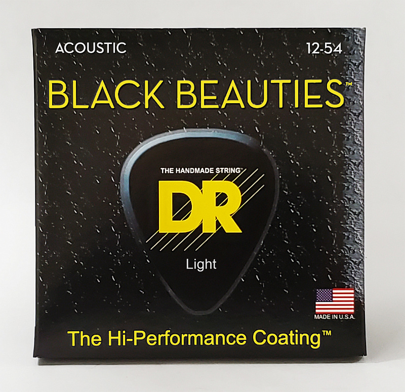 Изображение DR BKA-12 BLACK BEAUTIES струны для акустической гитары, чёрные 012-054