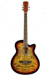 Изображение ELITARO E4030 SB Акустическая гитара, цвет: "тигровый" санбёрст