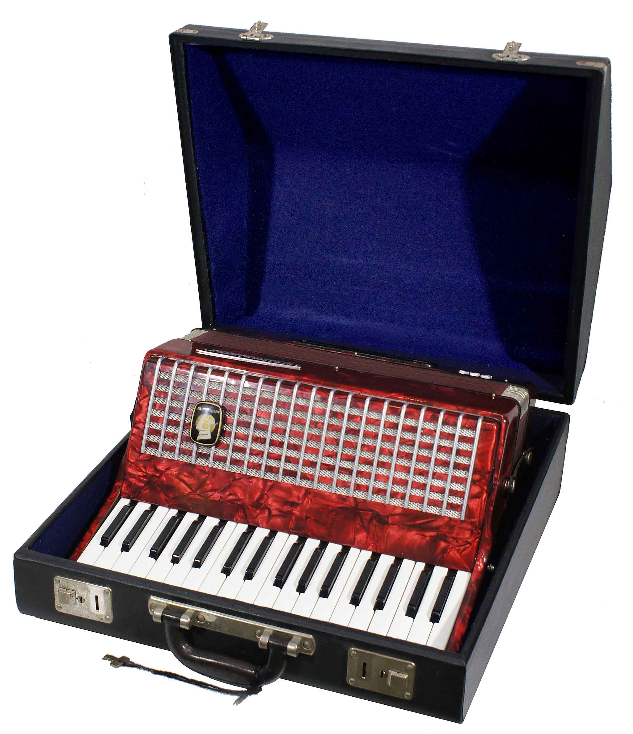 Изображение WELTMEISTER S34 Аккордеон Б\У, Красный, Кейс в синей обшивке