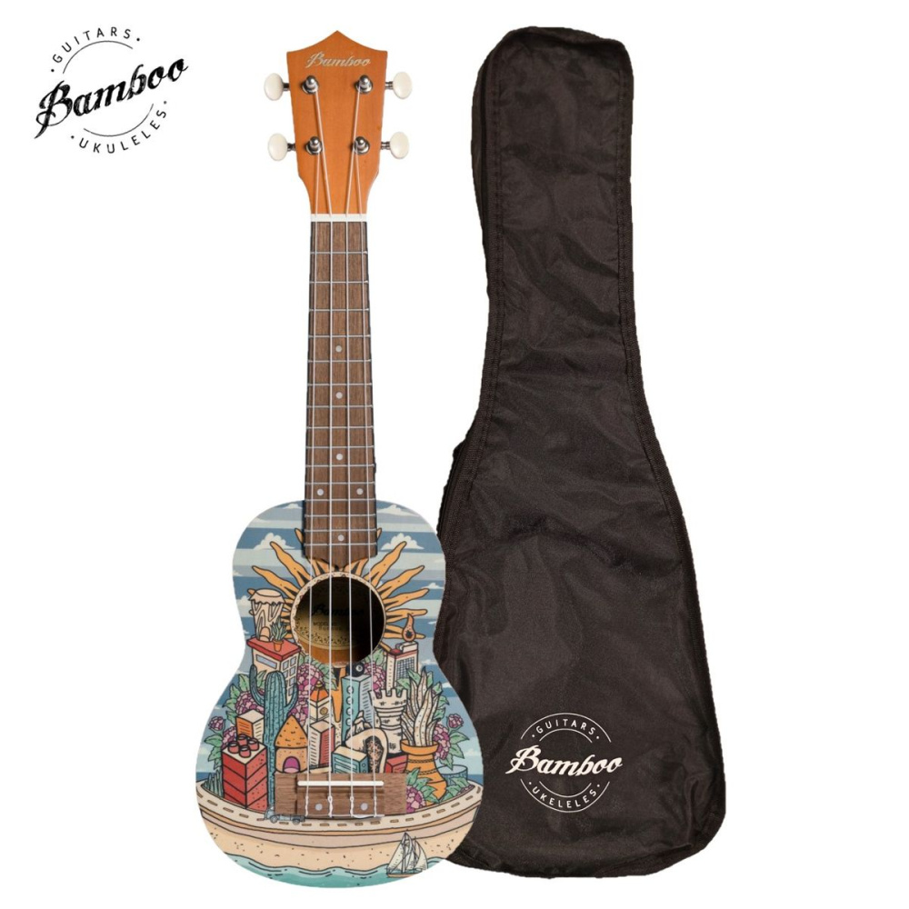 Изображение Bamboo BU-21 Buenos Aires  укулеле сопрано с чехлом, рисунок Буенос-Айрес