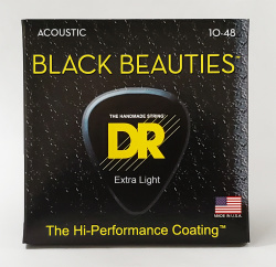 Изображение DR BKA-10 BLACK BEAUTIES струны для акустической гитары, чёрные 010-048
