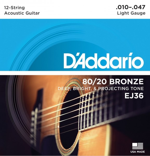 Изображение D`ADDARIO EJ-36 010-047 Струны для 12-струнной гитары 