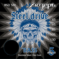 Изображение Мозеръ BSD-5M Steel Drive Комплект струн для 5-струнной бас-гитары, сталь
