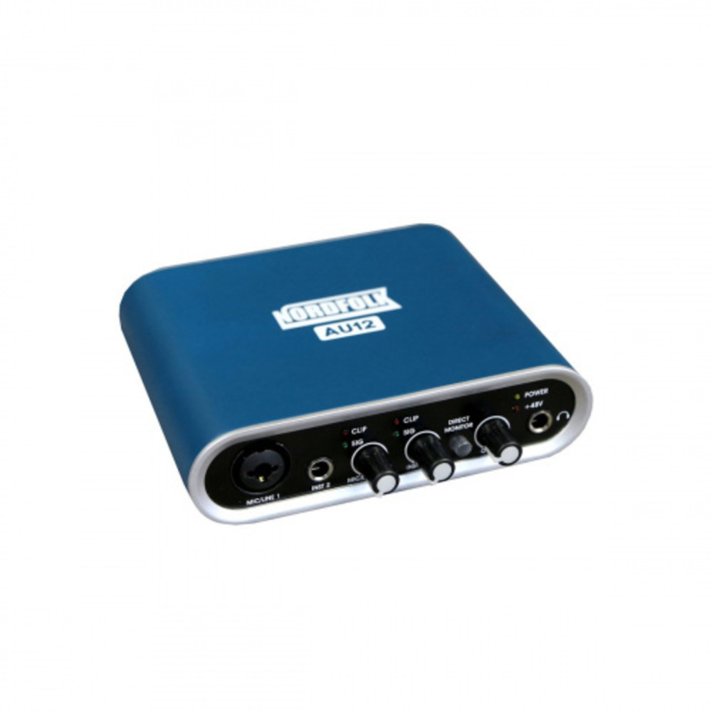 Изображение NordFolk AU12 аудиоинтерфейс USB, 2 входа, +48V, выход на наушники, 24,bit/96kHz