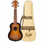 Изображение FLIGHT NUS380 AMBER - укулеле, сопрано, санберст, корпус - сапеле, чехол в комплекте