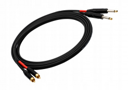 Изображение SHNOOR RCA2JM-1m компонентный кабель 2RCA - 2Jack моно с литым корпусом и позолоченными контактами, 