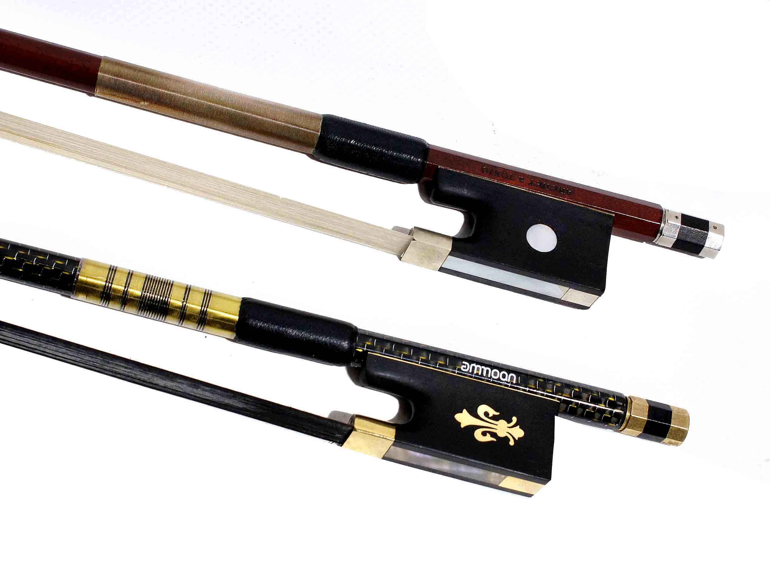 Изображение AMMOON Смычок для скрипки 4/4 из стекловолокна, цвет: чёрный/золотой