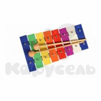 Изображение MUSIC HALL Металлофон детский цветной, 8 нот + палочки