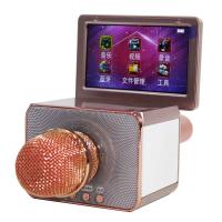 Изображение K Микрофон для караоке со встроенным динамиком и экраном, цвет: светло-красный металлик