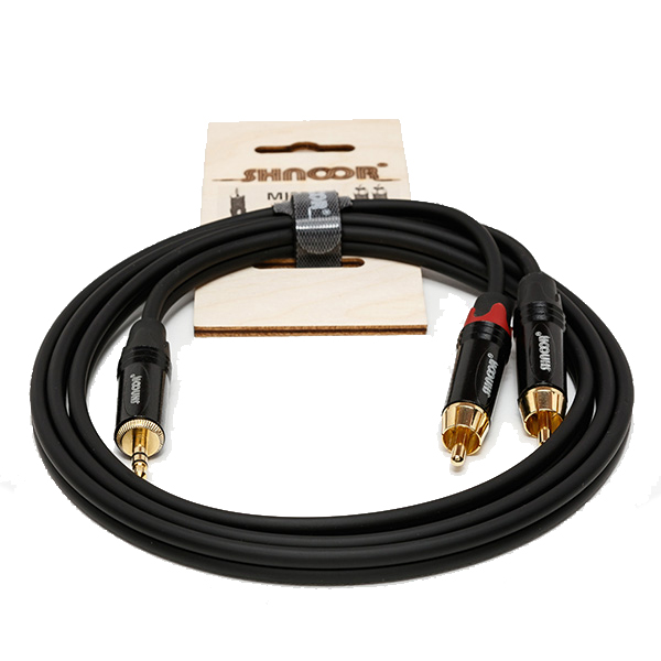 Изображение SHNOOR RCA2JM-3m компонентный кабель 2RCA - 2Jack моно с литым корпусом и позолоченными контактами, 