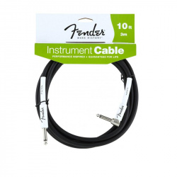 Изображение FENDER 10' ANGLE INST CBL BLK инструментальный кабель , 3,05 м, разъемы 1/4' (прямой и угловой)