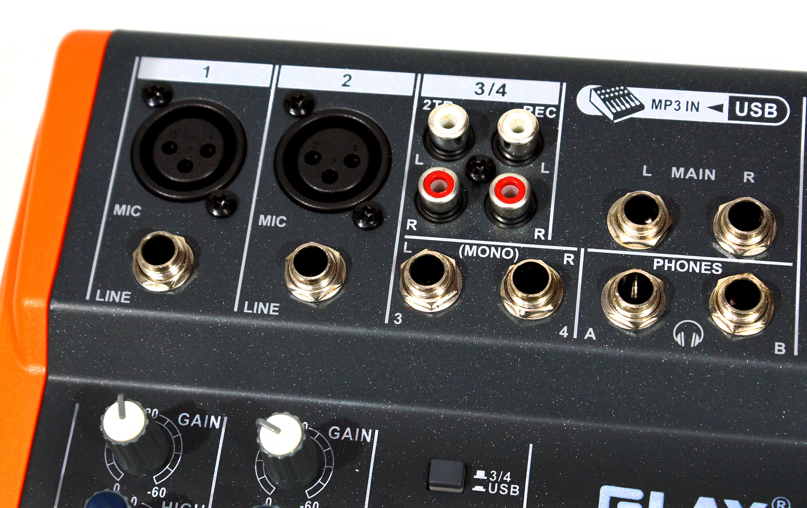 Изображение GLAY GX4B Микшерный пульт пассивный, , 4 каналов (2 микр. + 2 стер.), USB, плеер, процессор эффектов