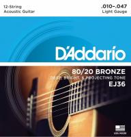 Изображение D`ADDARIO EJ-36 010-047 Струны для 12-струнной гитары 