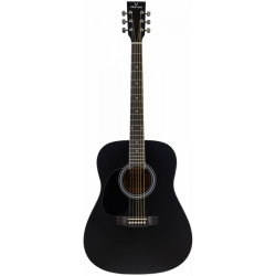 Изображение VESTON D-45 SP/BKS LH - леворукая гитара, дредноут, верхняя дека ель, корпус липа, цвет черный