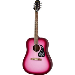 Изображение EPIPHONE Starlink Hot Pink Pearl Акустическая гитара, цвет розовый фейд, многослойная ситхинская ель