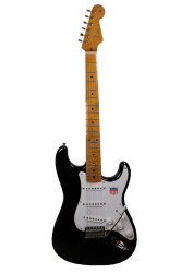 Изображение Fender Stratocaster ST-57 Japan 1995 Электрогитара б/у, s/n U042423, SSS, черный, наклейка на пикгар