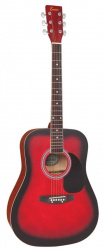 Изображение ENCORE EW100R акустическая гитара, Dreadnought, цвет красный берст матовый