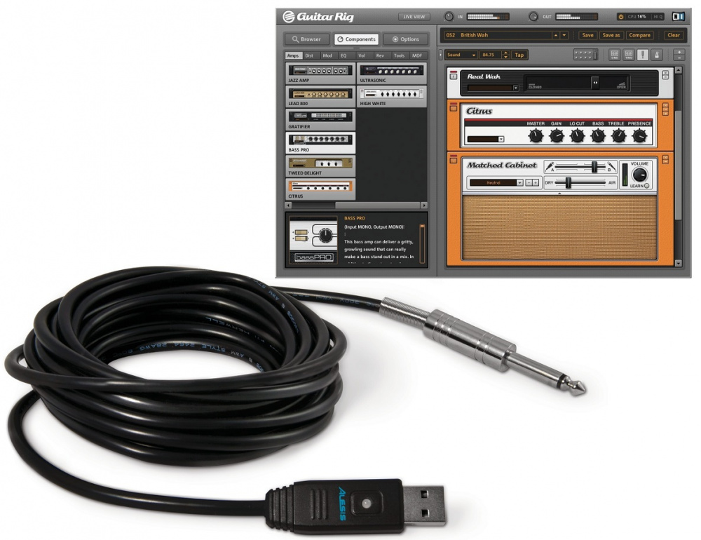 Изображение ALESIS Guitar Link Plus USB-кабель для гитары (1/4`TS -> USB)
