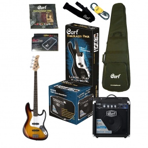 Изображение CORT CBP-PJ-2T комплект бас-гитариста: бас-гитара GB-PJ, 4 струны, цвет двухцветный санберст; комбо 