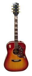 Изображение Pearl Guitar Электроакустическая гитара б/у, Redburst, бордовый пикгард с рисунком птица и цветы, на