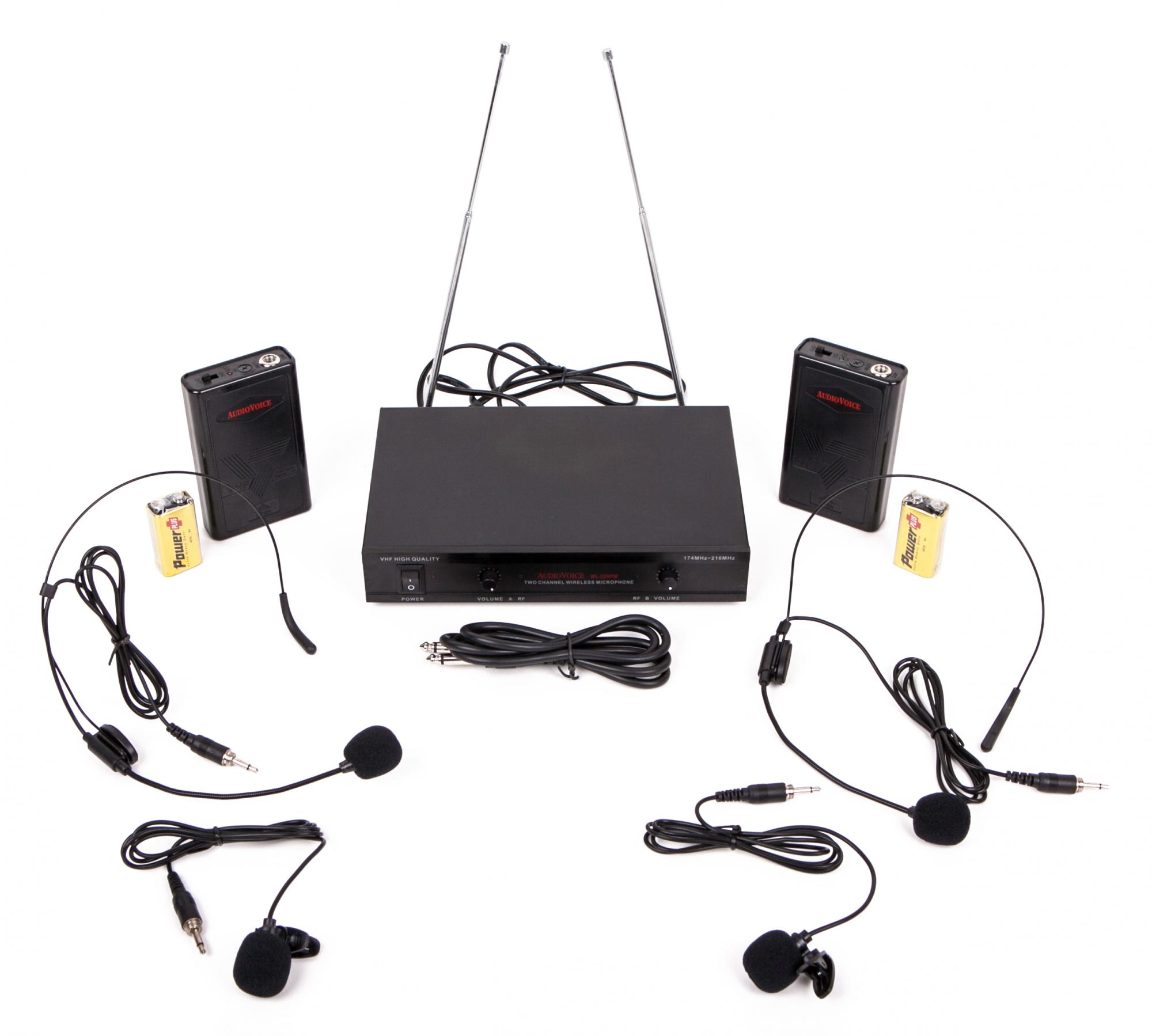 AUDIOVOICE WL-22HPM Радиосистема с 2мя головными и 2мя петличными микрофонами Изображение AUDIOVOICE WL-22HPM Радиосистема с 2мя головными и 2мя петличными микрофонами