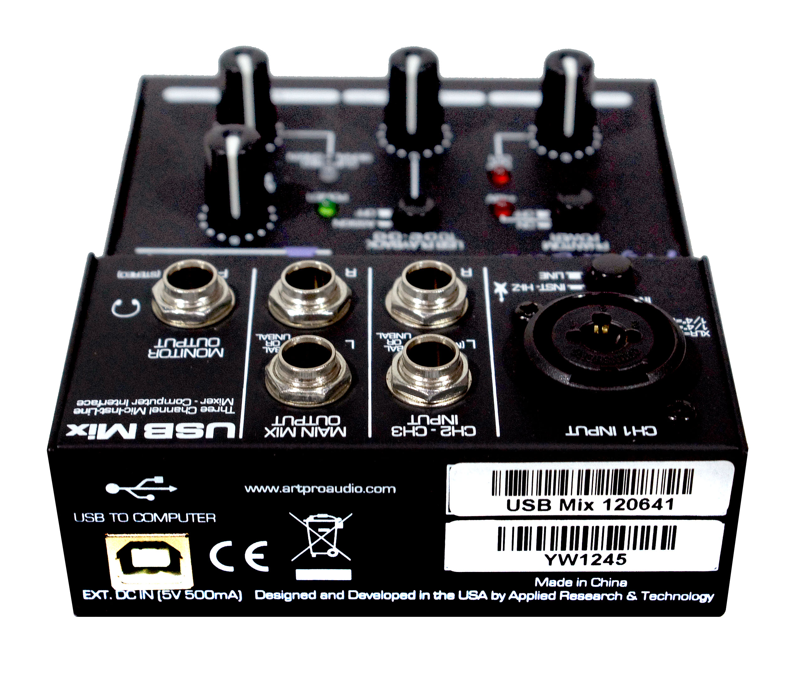 Изображение ART USBMIX  Микшер компактный 3-канальный 