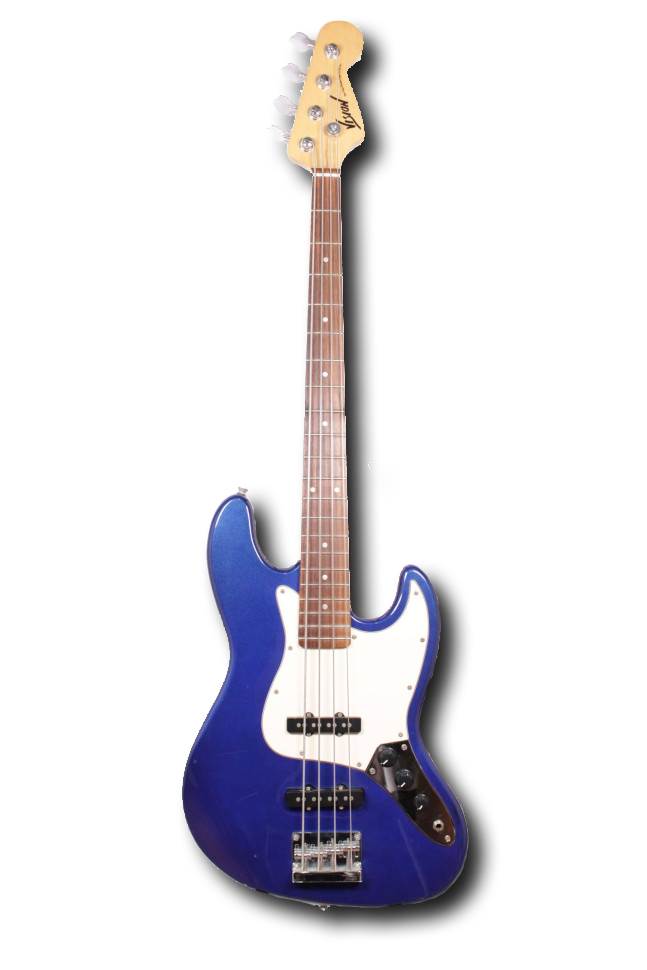 Изображение Vision Jazz Bass Бас-Гитара б/у, Синий Металлик, Белый пикгард