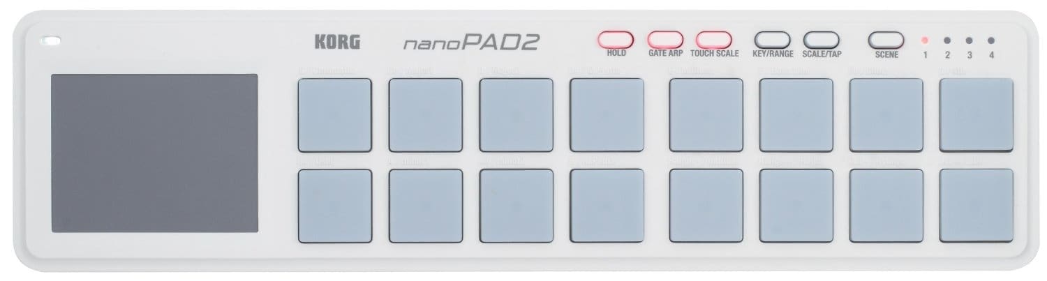 Изображение KORG NANOPAD2-WH Портативны USB-MIDI-контроллер 16 чувствительных к нажатию пэдов
