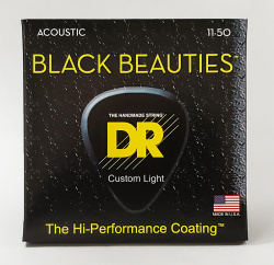 Изображение DR BKA-11 BLACK BEAUTIES струны для акустической гитары, чёрные 011-050