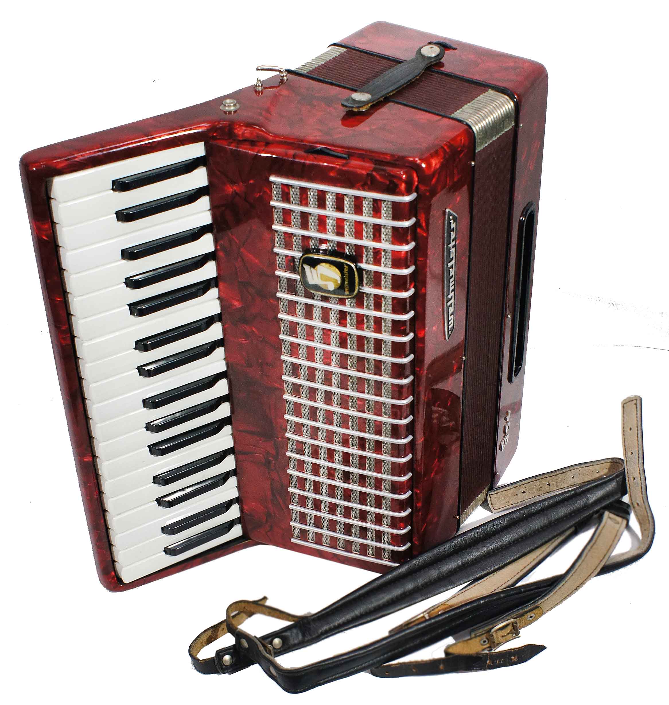 Изображение WELTMEISTER S34 Аккордеон Б\У, Красный, Кейс в синей обшивке