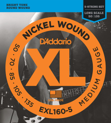 Изображение D`ADDARIO EXL160-5 Струны для 5-струнной бас-гитары 50-135 NICKEL WOUND