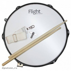Изображение FLIGHT FMS-1455SR Маршевый барабан, 14`x5,5`, палочки, ремень, серебряный. (пластик,металл,нейлон)