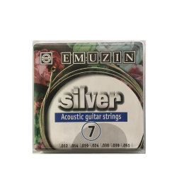 Изображение EMUZIN SILVER 7А222 Струны для 7-струнной акуст. гитары 012-051, обмотка из посеребренной меди