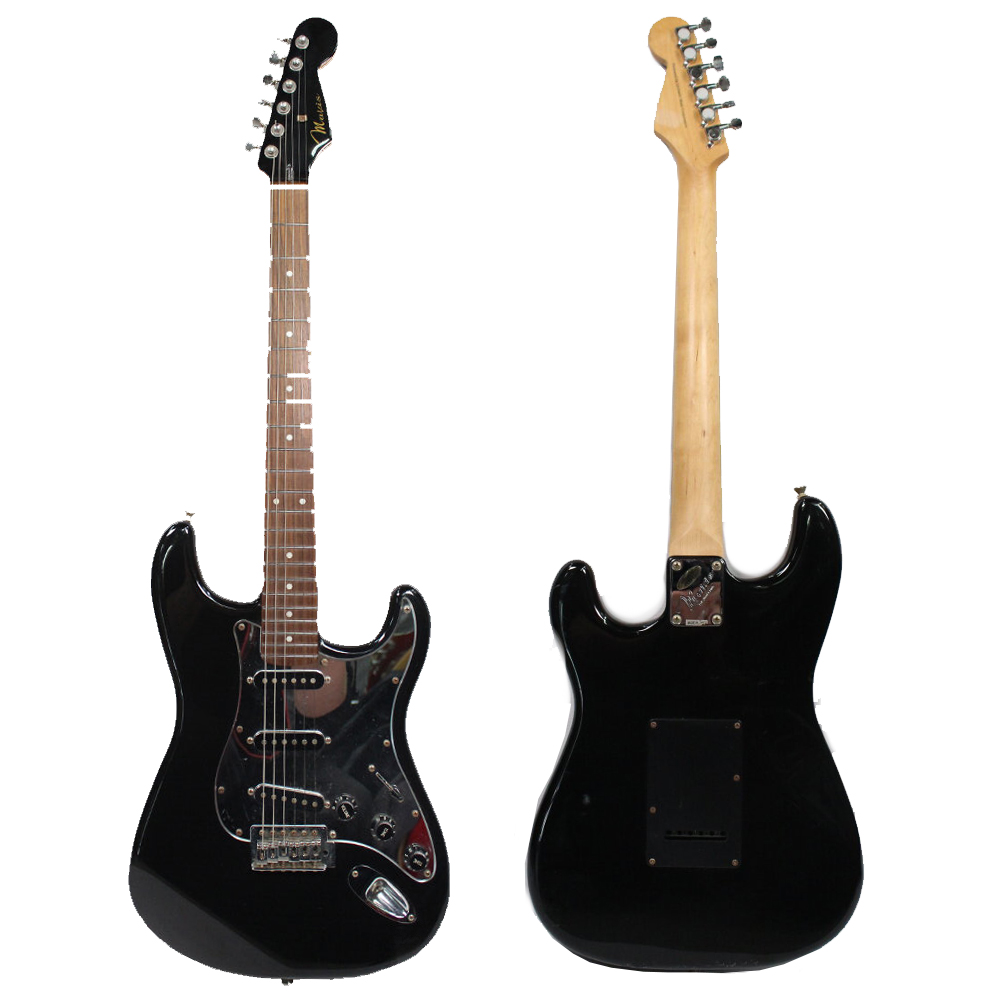 Изображение MAVIS STRATOCASTER Электрогитара Б/У, SSS, s/n: 385417, черный, зеркальный пикгуард 